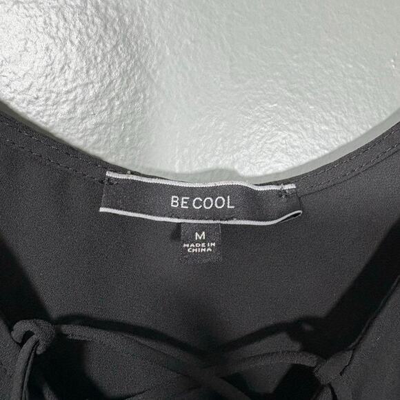 Be Cool Women's Black Faux Wrap Minimalist Tank Top - Size Medium - Spaghetti - Picture 5 of 7